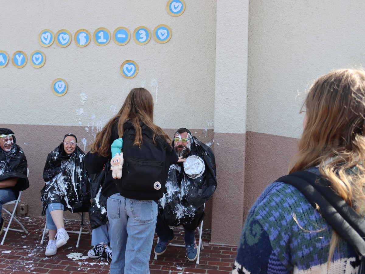 Staff gets pelted with pie at&nbsp;Pie-A-Teacher